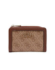 GUESS LINDSEY SLG ZIP ARND CARD CASE LATTE LOGO