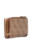 GUESS LINDSEY SLG ZIP ARND CARD CASE LATTE LOGO