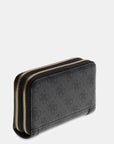 GUESS LINDSEY SLG MED DOUBLE ZIP COAL LOGO