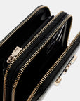 GUESS LINDSEY SLG MED DOUBLE ZIP COAL LOGO