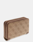 GUESS LINDSEY SLG MED DOUBLE ZIP LATTE LOGO