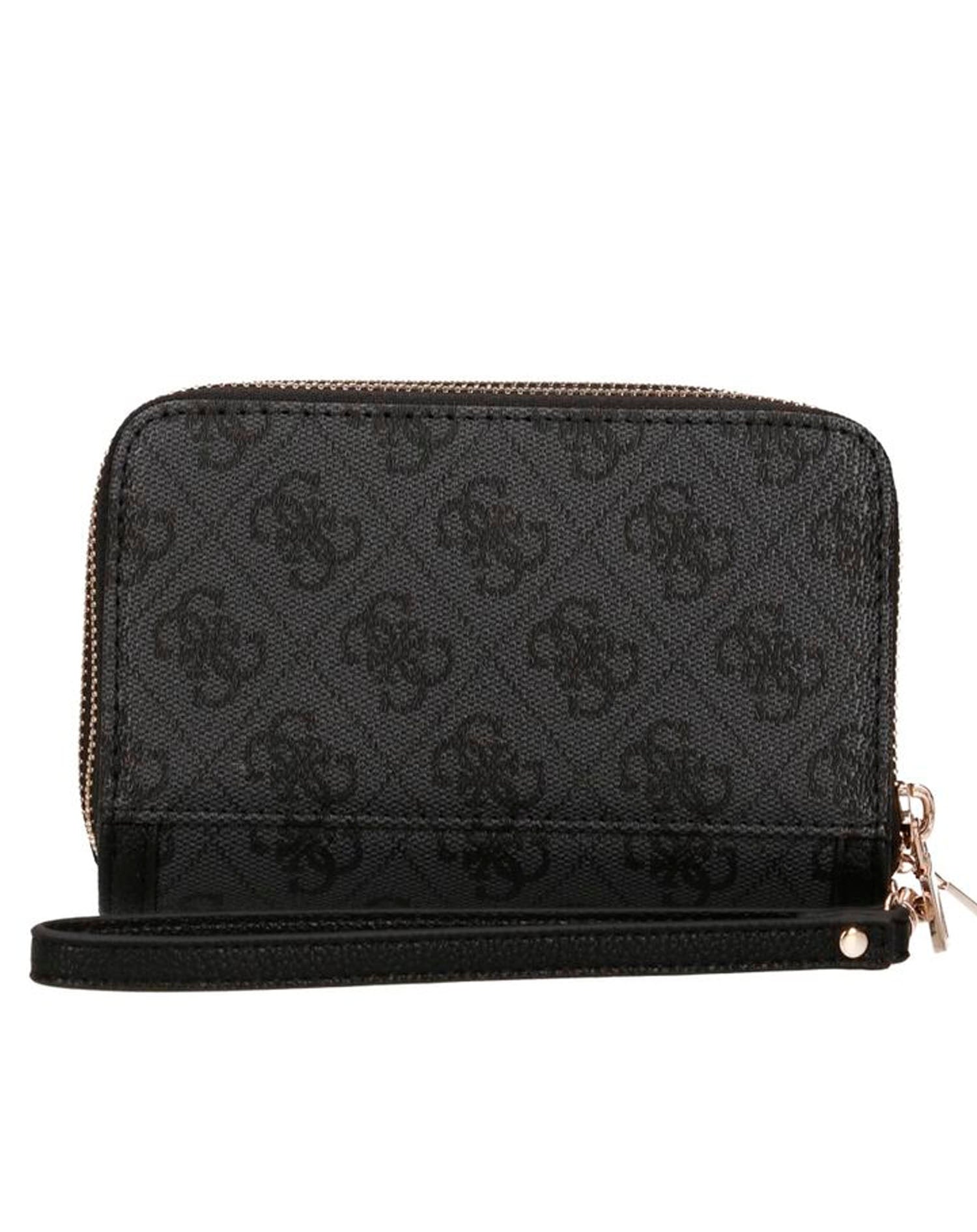 GUESS LINDSEY SLG MED DOUBLE ZIP COAL LOGO