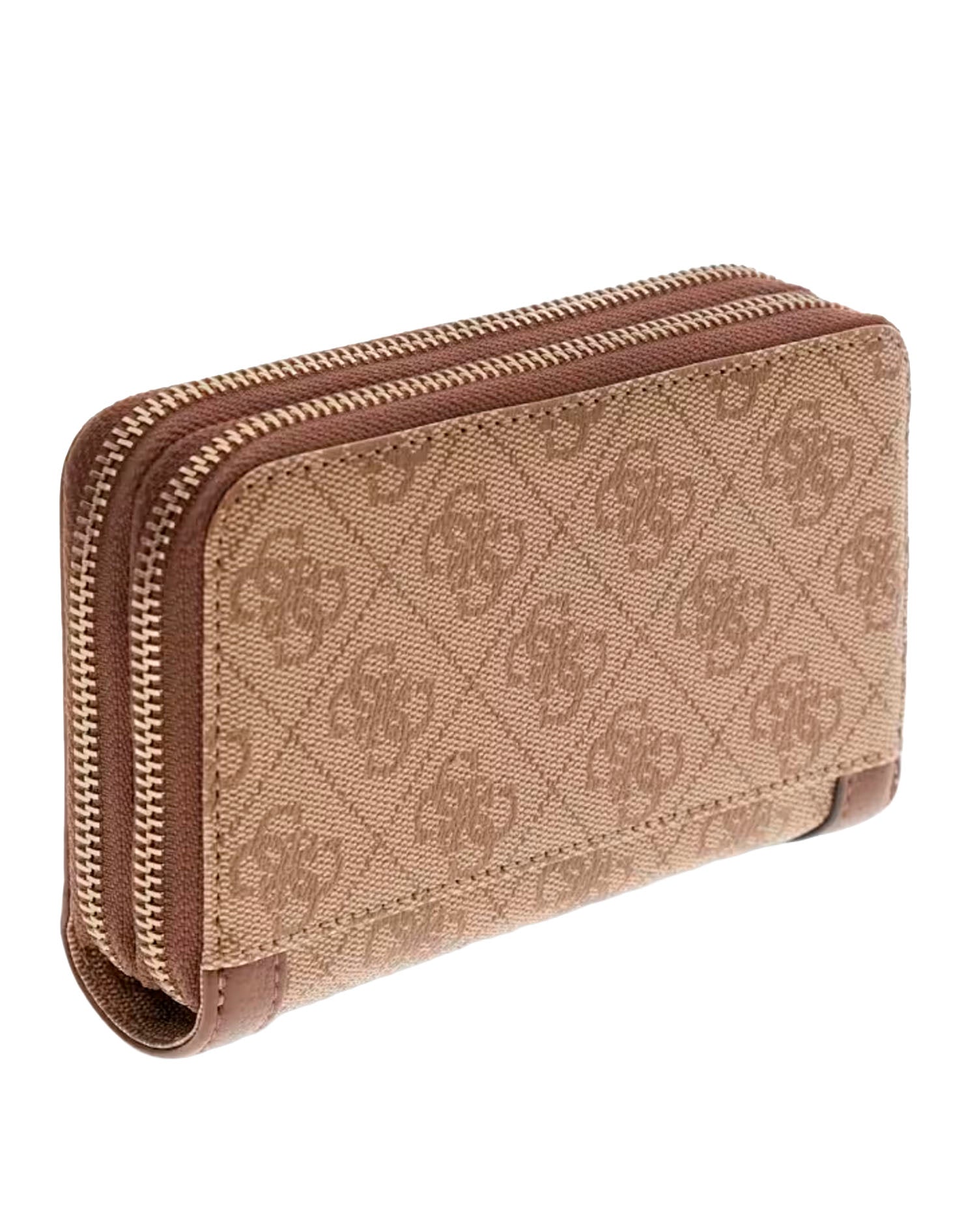 GUESS LINDSEY SLG MED DOUBLE ZIP LATTE LOGO