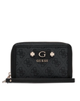 GUESS LINDSEY SLG MED DOUBLE ZIP COAL LOGO
