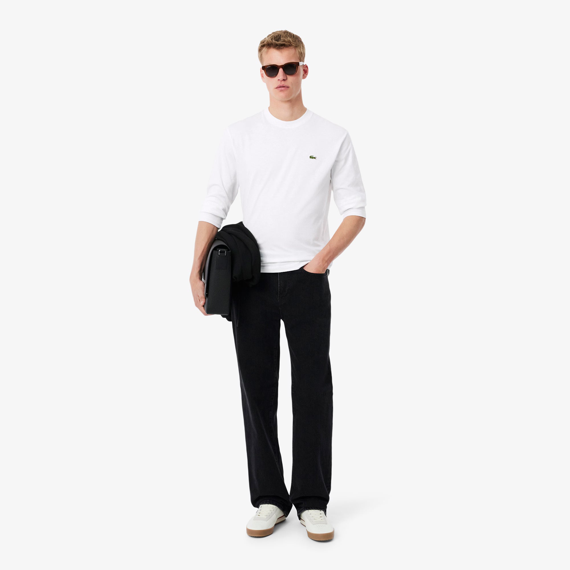 LACOSTE AE044 CREWNECK T-SHIRTS MALE AD BLANC