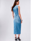 LIU JO ABITO DENIM GILET DENIM BLUE REVERSE WAS