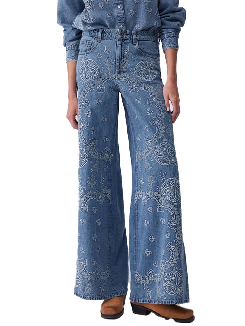 LIU JO GIACCA CAMICIA DENI RICAMO M/L DEN.BLUE IND