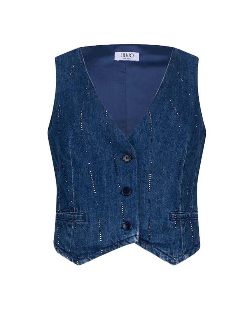 LIU JO GILET STRASS DEN.BLUE STARRY WASH