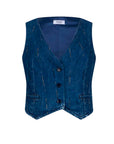 LIU JO GILET STRASS DEN.BLUE STARRY WASH