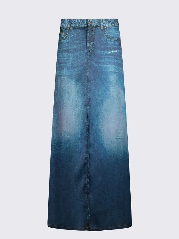 LIU JO GONNA LUNGA DIGITAL PRINTS DENIM BLUE DIGITAL