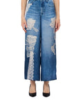 LIU JO PANT. FLARE DIGITAL H. W. DEN. BLUE LACE DI