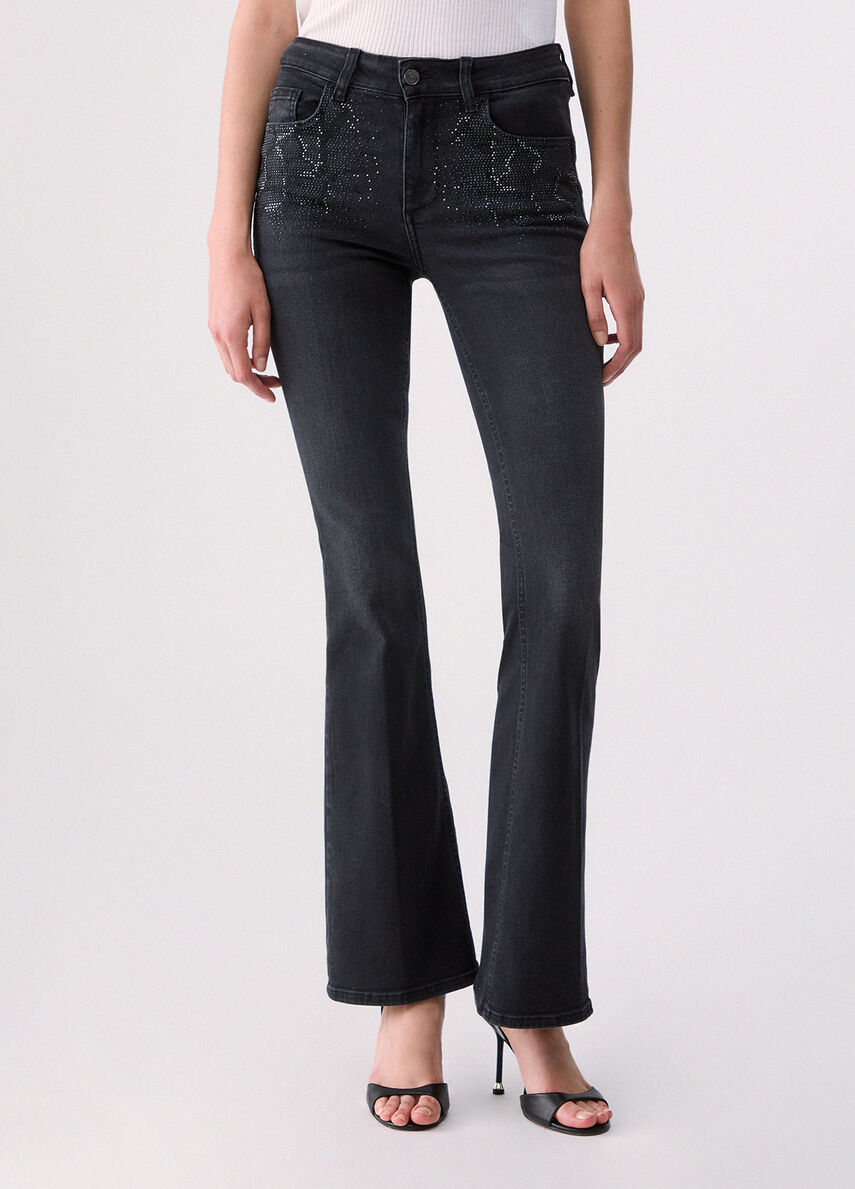 LIU JO PANTS DEN.BLACK LONG SPARK