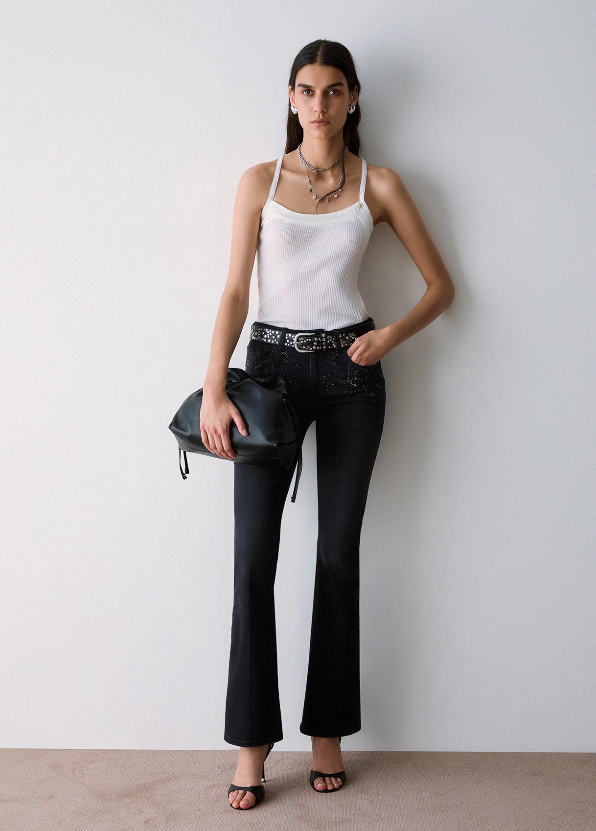 LIU JO PANTS DEN.BLACK LONG SPARK