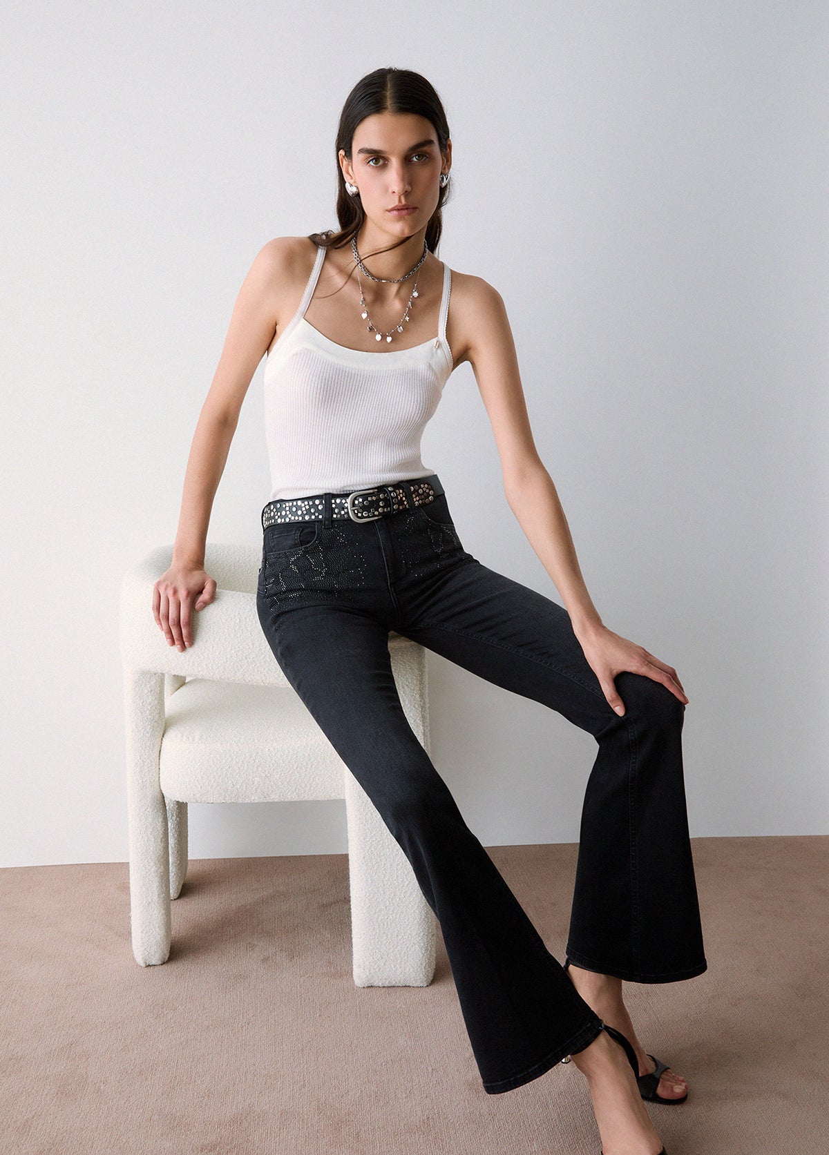LIU JO PANTS DEN.BLACK LONG SPARK