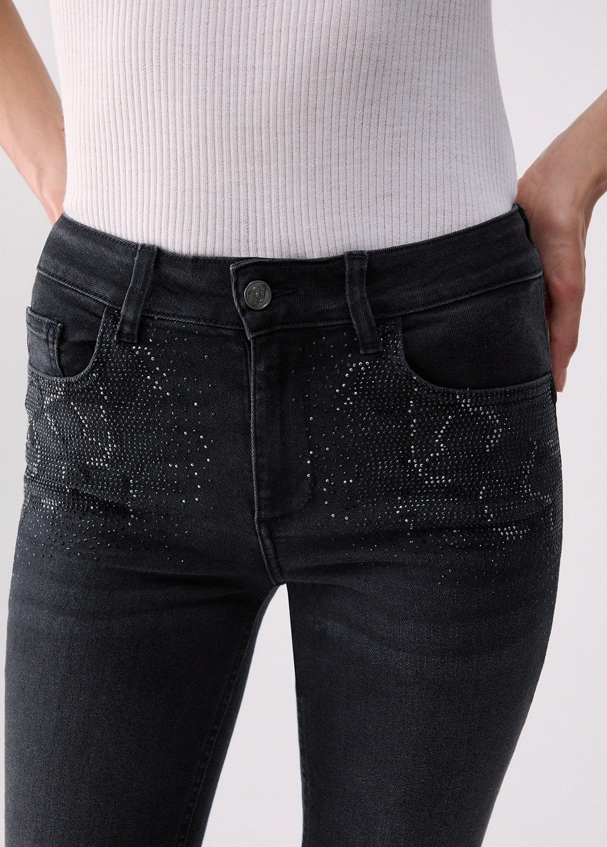 LIU JO PANTS DEN.BLACK LONG SPARK