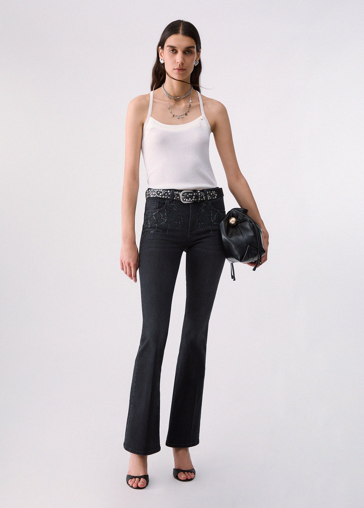 LIU JO PANTS DEN.BLACK LONG SPARK