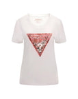 GUESS SS RN SATIN TRIANGLE TEE PURE WHITE