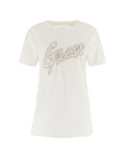 GUESS SS LACE LOGO EASY TEE CREAM WHITE