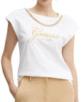 GUESS CAMISETA GUESS CRYSTAL LOGO BLANCO