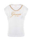 GUESS CAMISETA GUESS CRYSTAL LOGO BLANCO