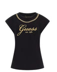 GUESS CAMISETA GUESS CRYSTAL LOGO NEGRO