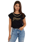 GUESS CAMISETA GUESS CRYSTAL LOGO NEGRO