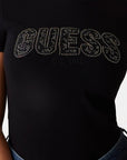 GUESS CN SS LOGO LACE TEE JET BLACK A996