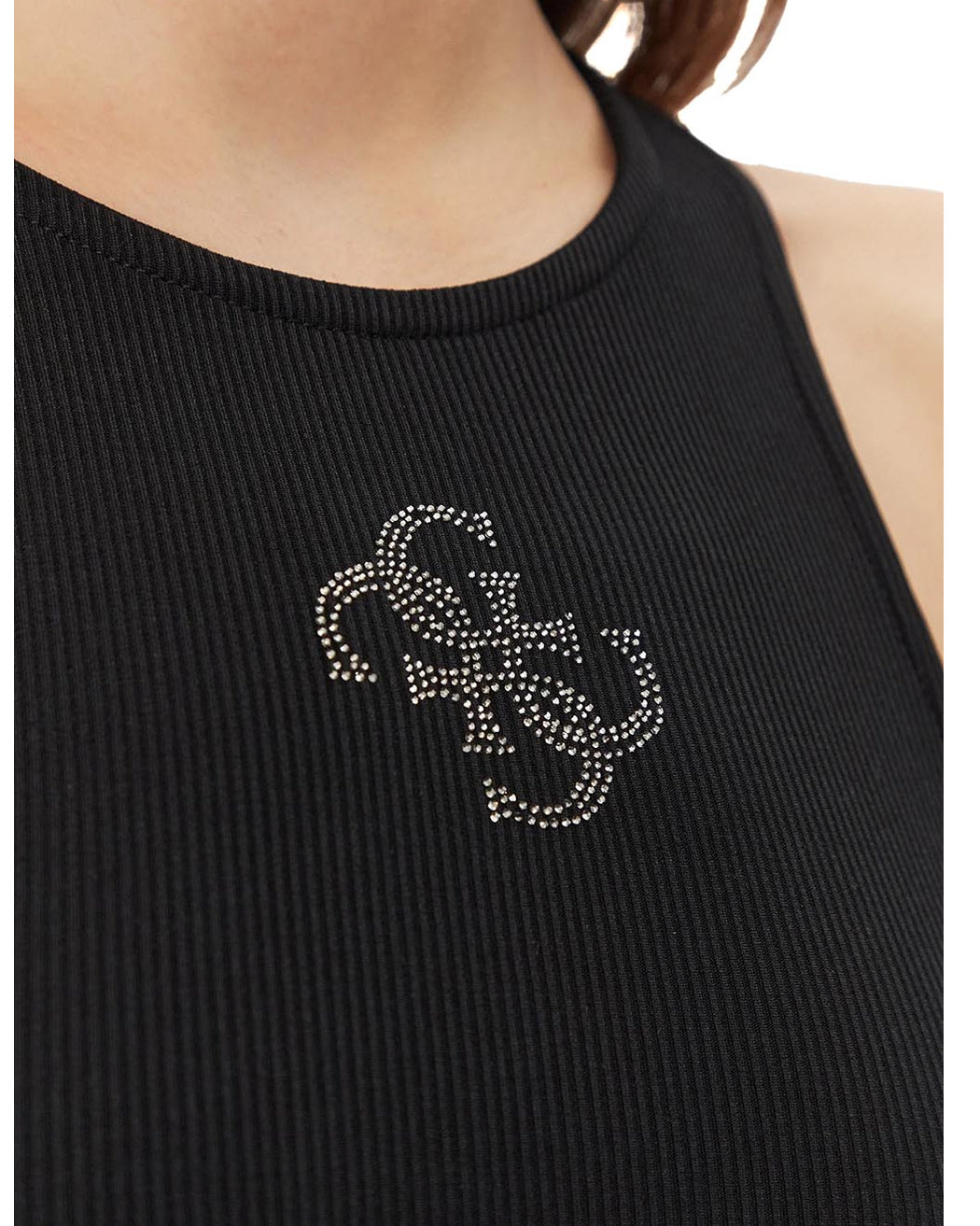 GUESS NEW SL ROUND NK GUENDALINA TOP JET BLACK A99