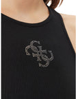 GUESS NEW SL ROUND NK GUENDALINA TOP JET BLACK A99