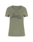 GUESS SS LOGO HOT FIX TEE LICHEN LEAF GREEN
