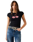 GUESS SS WAVY CHERRY LOGO R5 TEE JET BLACK A996