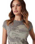 GUESS SS SUMMER VIBES R5 BURNOUT TEE LICHEN LEAF G