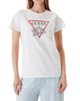 GUESS SS FLOWER BLING EASY TEE PURE WHITE
