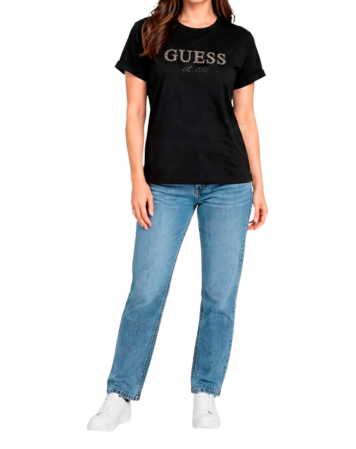 GUESS LEOPARD LUREX LOGO TEE