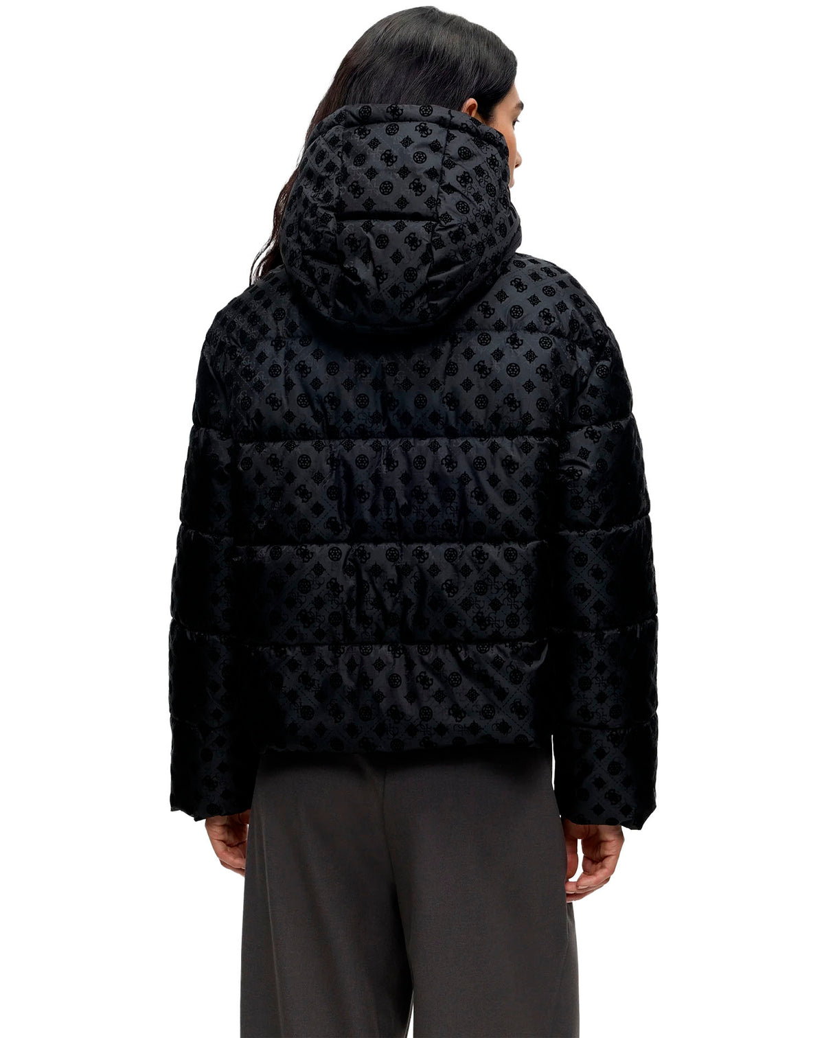 GUESS NEW DAISY CROP LOGO PUFFER