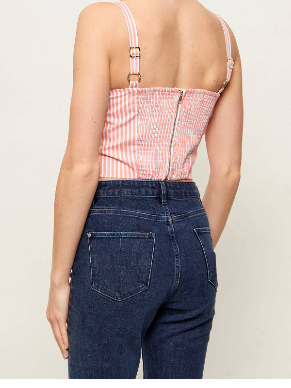 GUESS SS TECLA BUSTIER PINK WHITE STRIPE