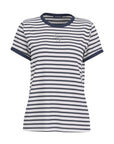 GUESS SS CN STRIPED MINI 4G LOGO TEE CREAM WHITE AND SHAD