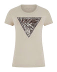 GUESS SS CN ZEBRA TRIANGLE TEE PEARL OYSTER