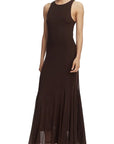 GUESS SL SERAFINA MESH LONG DRESS REGAL BROWN