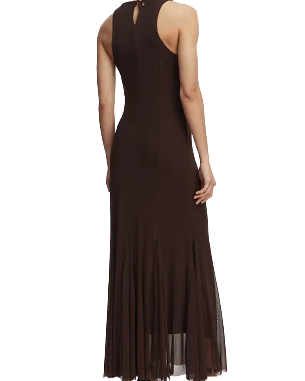 GUESS SL SERAFINA MESH LONG DRESS REGAL BROWN