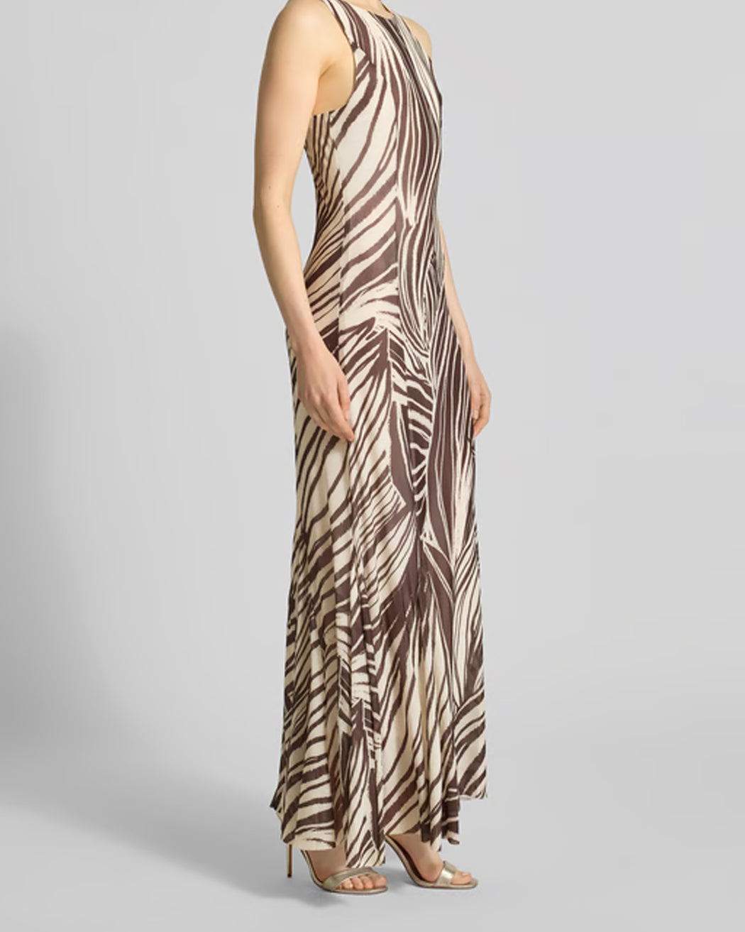GUESS SL SERAFINA MESH LONG DRESS WILD ESCAPE PRINT