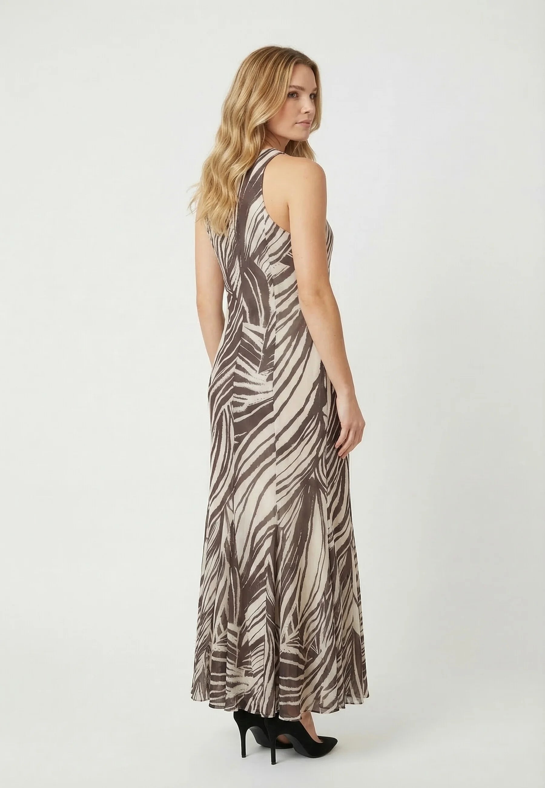 GUESS SL SERAFINA MESH LONG DRESS WILD ESCAPE PRINT