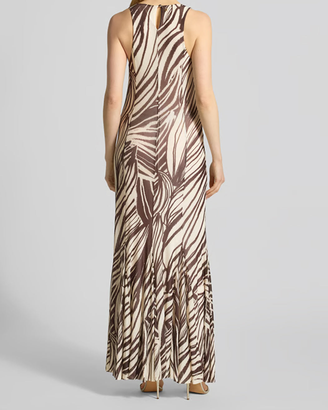 GUESS SL SERAFINA MESH LONG DRESS WILD ESCAPE PRINT