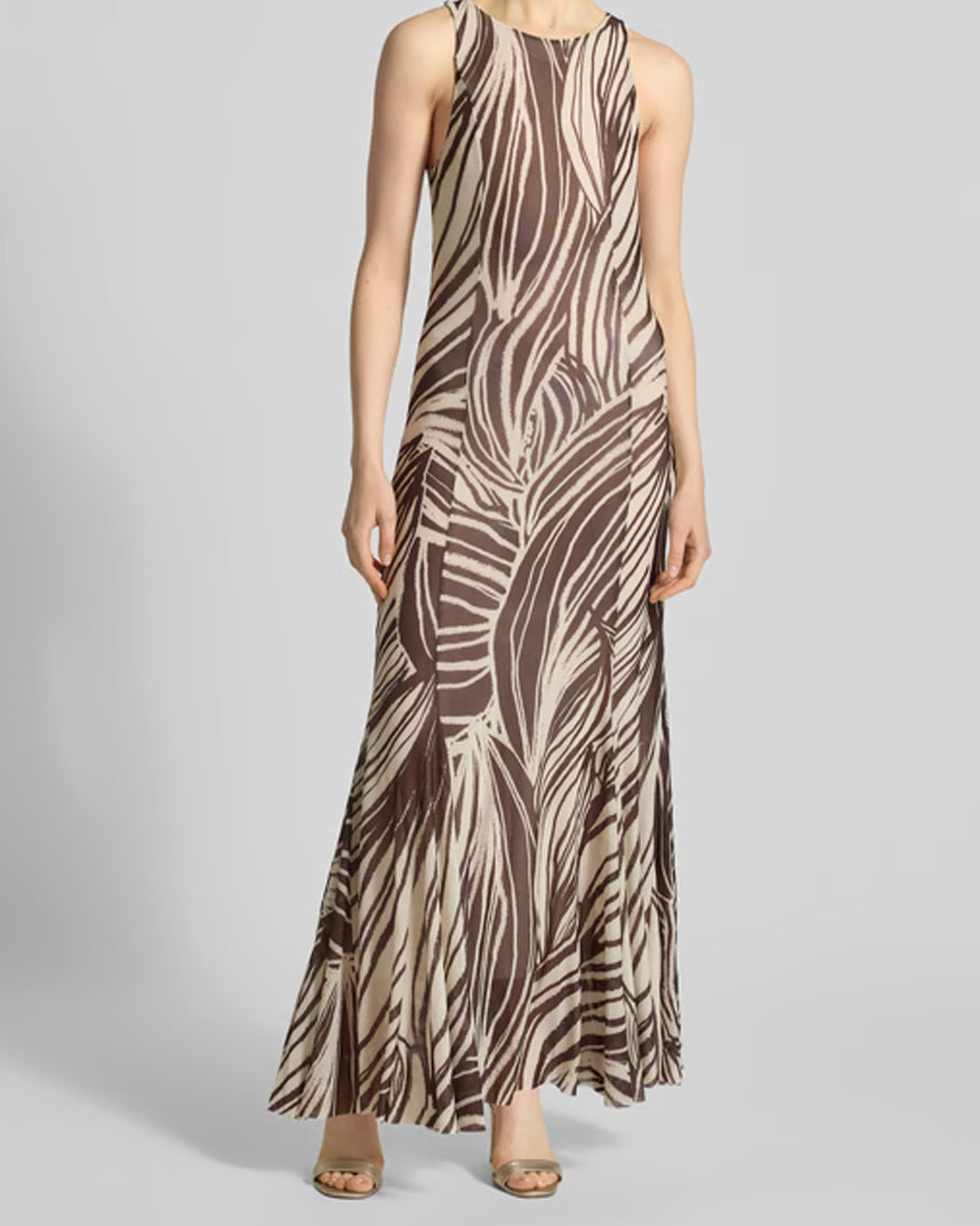 GUESS SL SERAFINA MESH LONG DRESS WILD ESCAPE PRINT