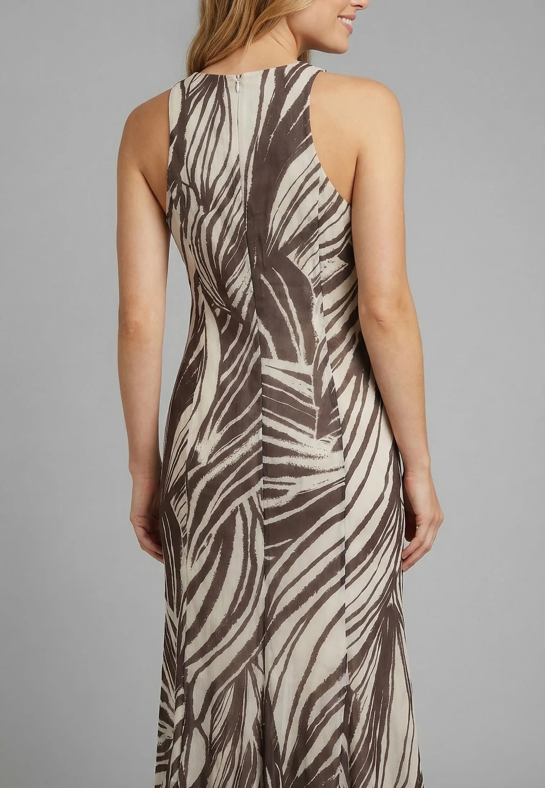 GUESS SL SERAFINA MESH LONG DRESS WILD ESCAPE PRINT