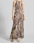 GUESS SL SERAFINA MESH LONG DRESS WILD ESCAPE PRINT