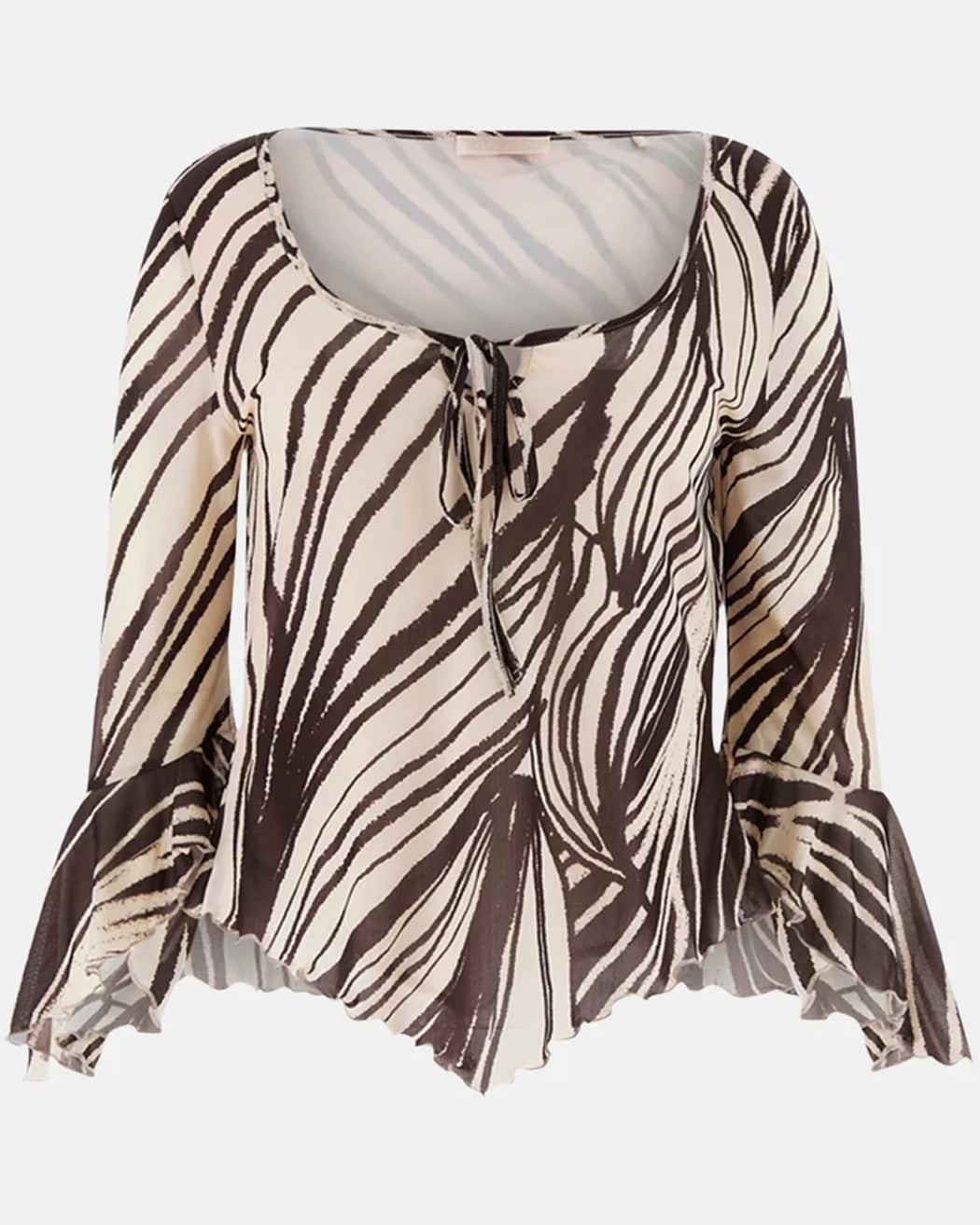 GUESS 3_4 SL SERAFINA MESH TOP WILD ESCAPE PRINT