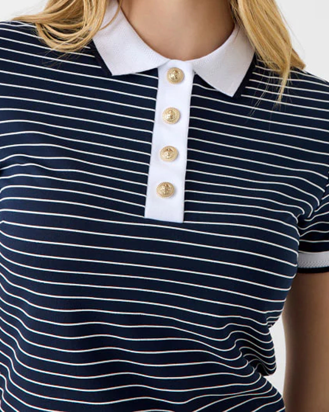 GUESS N SS POLO NK ALPHONSINE STRIPED JET BLACK A9 - ROPA