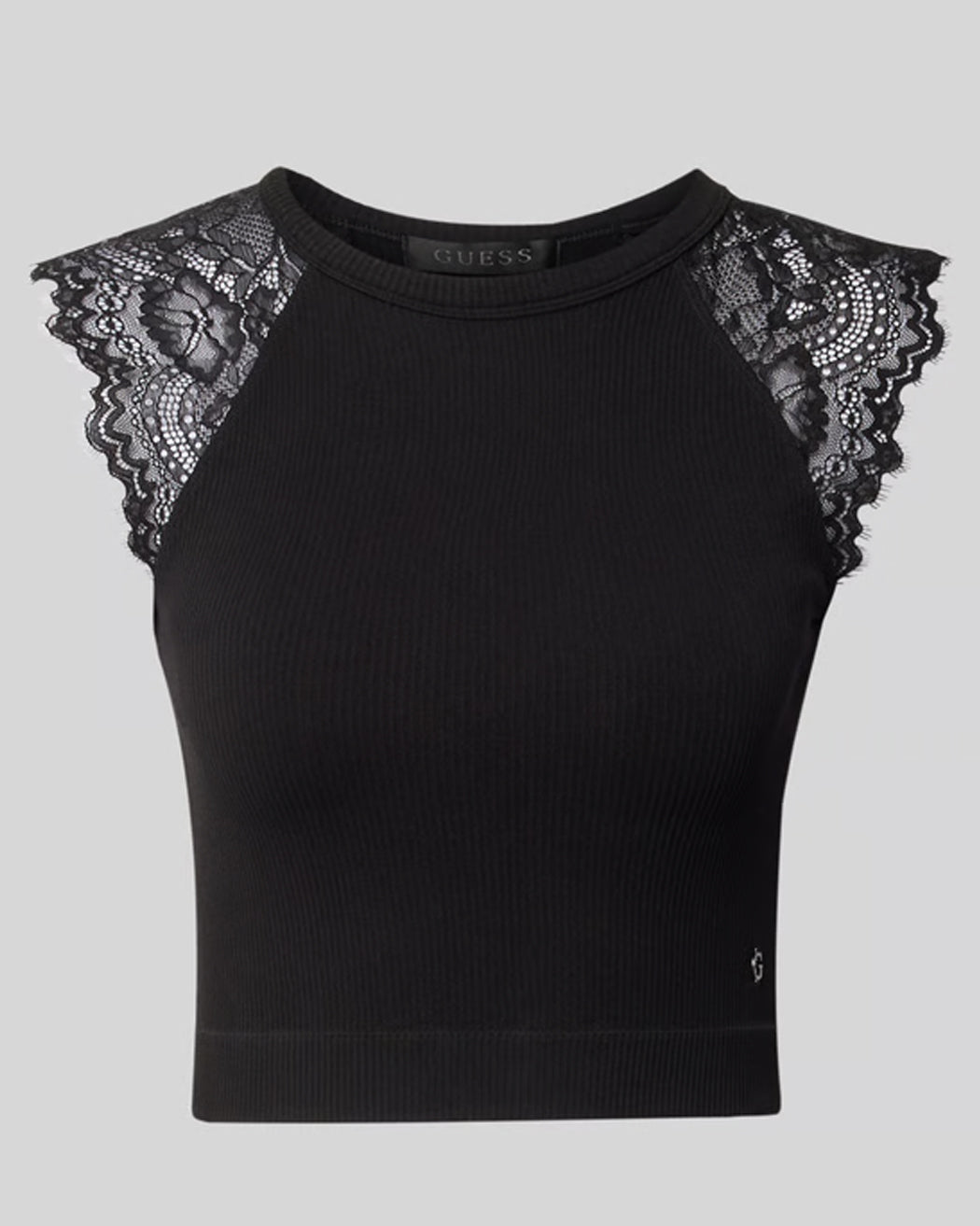 GUESS MILLIE SEAMLESS LACE SWTR TOP JET BLACK A996