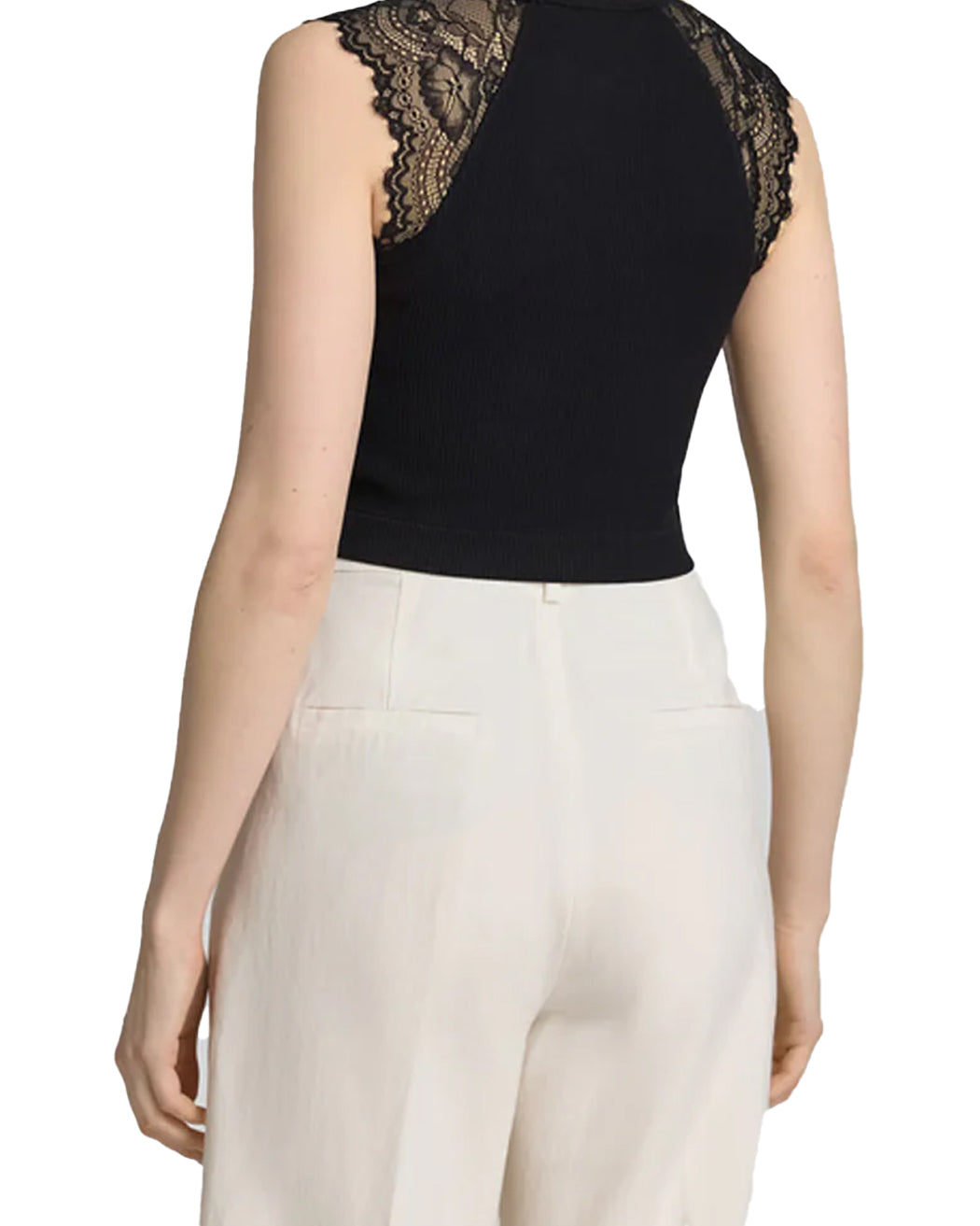 GUESS MILLIE SEAMLESS LACE SWTR TOP JET BLACK A996